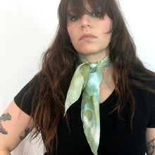 Load image into Gallery viewer, Green Stripe Shibori Silk Bandana
