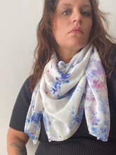 Load image into Gallery viewer, Confetti Blues Ice Dye Silk Scarf