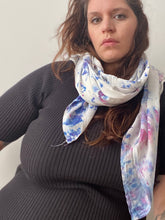 Load image into Gallery viewer, Confetti Blues Ice Dye Silk Scarf