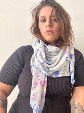 Load image into Gallery viewer, Confetti Blues Ice Dye Silk Scarf
